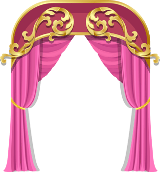 Curtains Pink color, Luxury curtains, victorian Curtains style frame. png