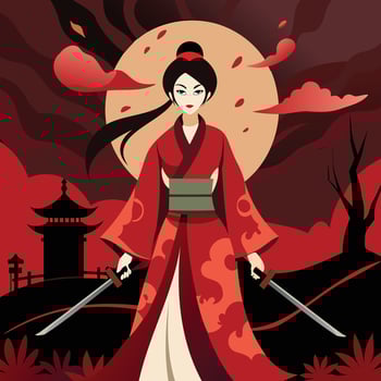 Geisha Ninja Warrior Art vector
