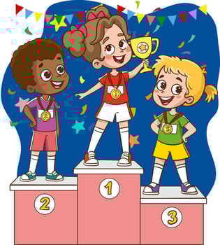 little kid sing and dance with friends together vector