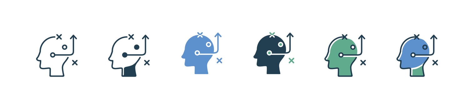 head thinking strategy plan icon tactical team mission decision illustration success marketing solution design vector