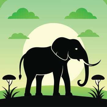 Elephant silhouette art illustration vector