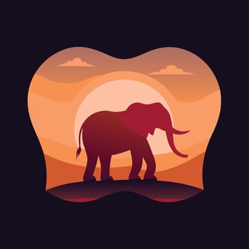 Elephant silhouette art illustration vector
