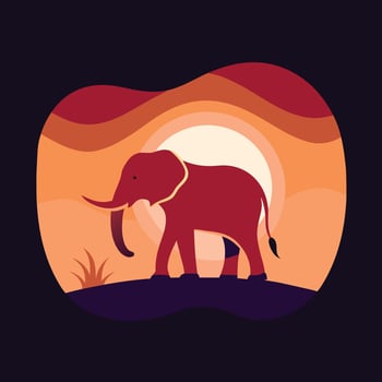 Elephant silhouette art illustration vector