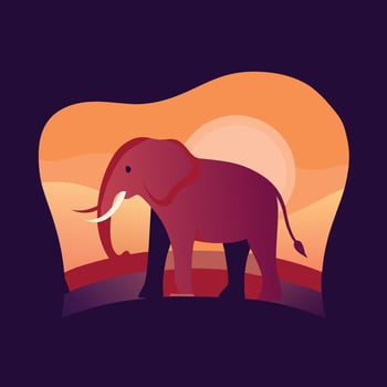 Elephant silhouette art illustration vector