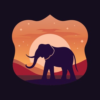 Elephant silhouette art illustration vector