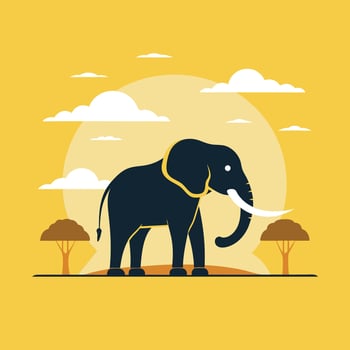 Elephant silhouette art illustration vector