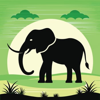 Elephant silhouette art illustration vector