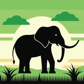 Elephant silhouette art illustration vector