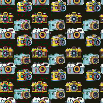 Retro Cameras Seamless Pattern Design vector