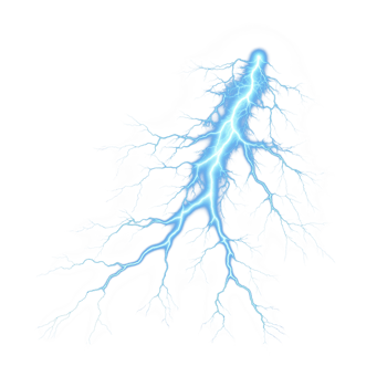 Blue lightning bolt branching, cut out - stock png. png