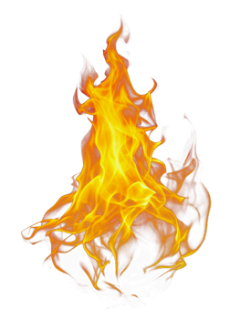 Bright orange and yellow flames burning, cut out - stock png. png