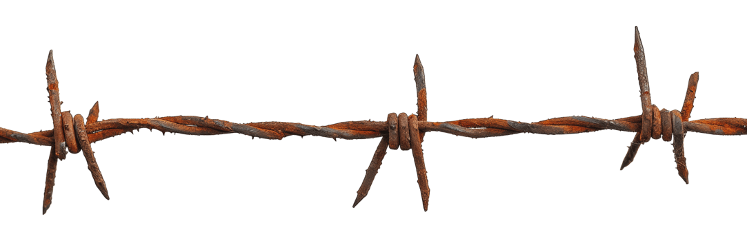 Close-up of rusty barbed wire png