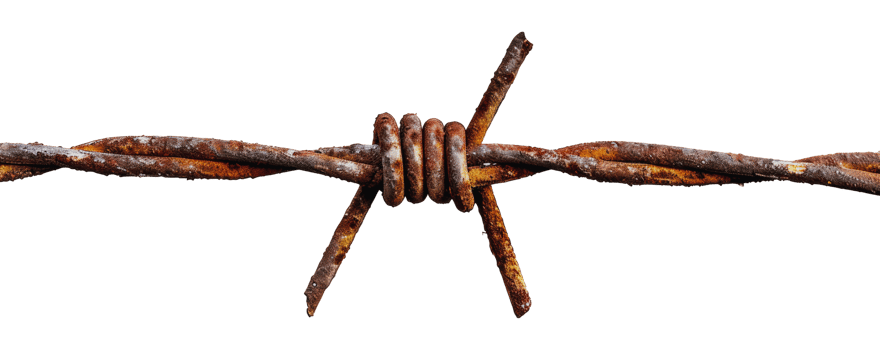 Close up of rusted barbed wire png