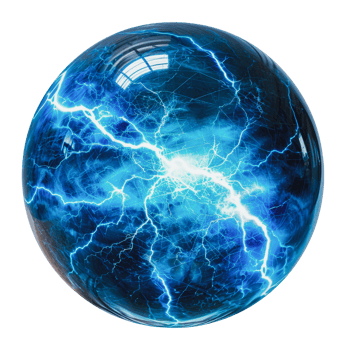 Blue electric sphere with lightning bolts png