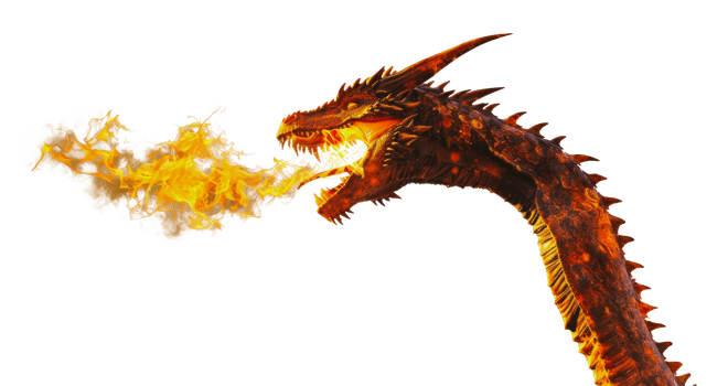 Fiery dragon breathing fire png