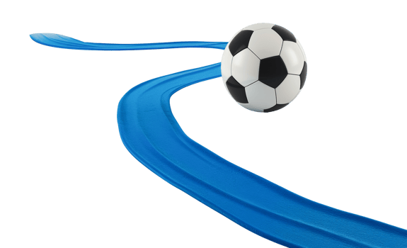 Soccer ball with blue trail png