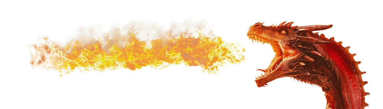 Red dragon breathing fire with smoke png