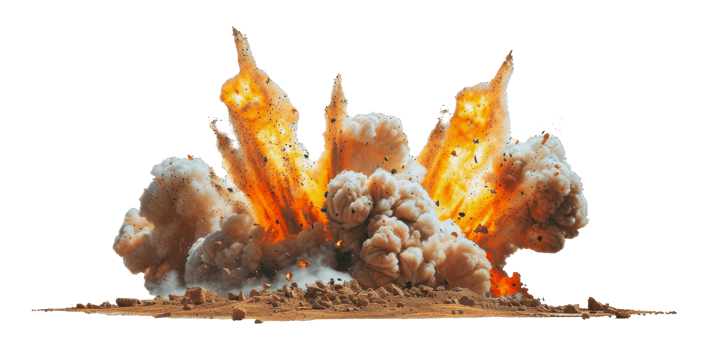Large explosion with smoke and fire, cut out - stock png. png