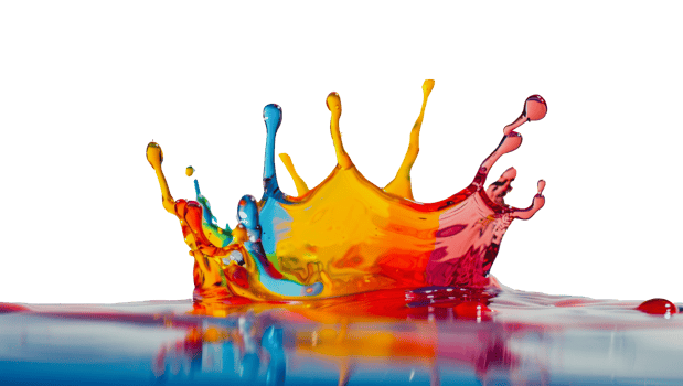 Colorful ink splashing into water creating a crown shape, cut out - stock png. png