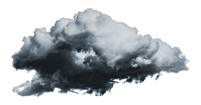 Isolated single dark cloud, cut out - stock png. png