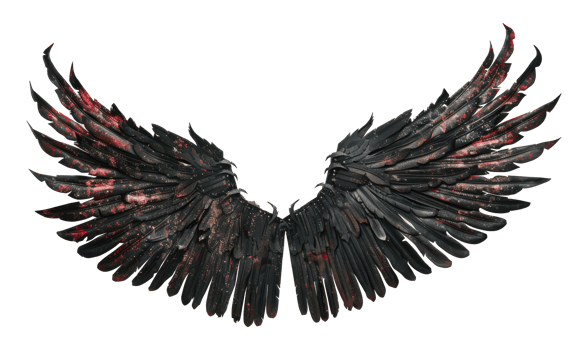Black and red angel wings, cut out - stock png. png