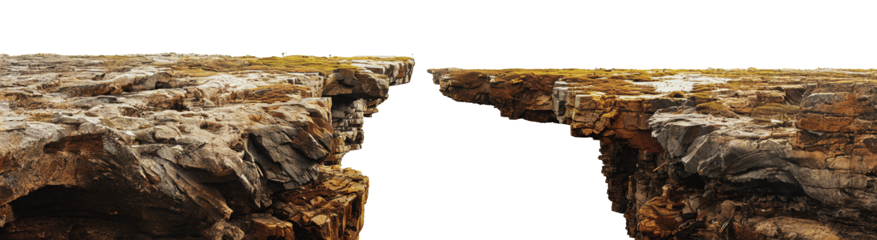 Rocky cliffside with gap in iceland, cut out - stock png. png
