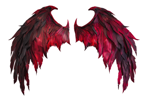 Red and black feathered angel wings, cut out - stock png. png