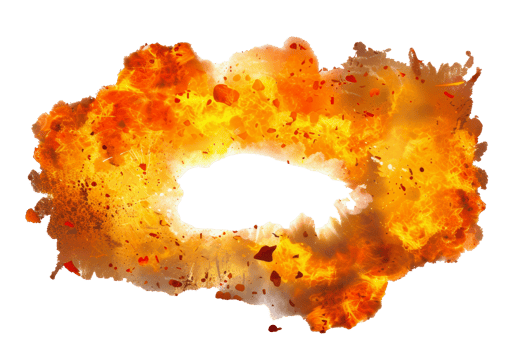 Orange and yellow fire explosion ring, cut out - stock png. png