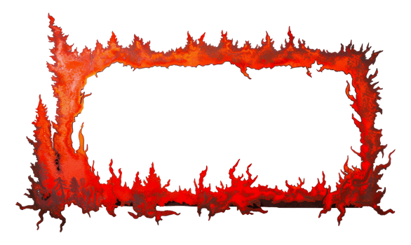 Red and orange watercolor flame border frame, cut out - stock png. png