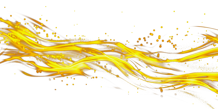 Glowing yellow liquid swooshing through white space, cut out - stock png. png