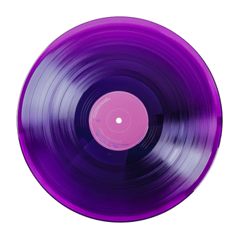 Purple vinyl record with pink label, cut out - stock png. png
