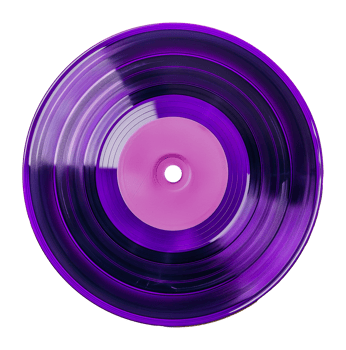 Purple vinyl record with pink label, cut out - stock png. png