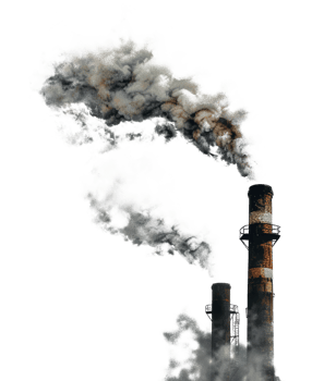 Industrial smoke stack emissions, cut out - stock png. png