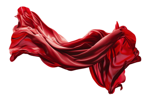 Flowing red fabric, cut out - stock png. png