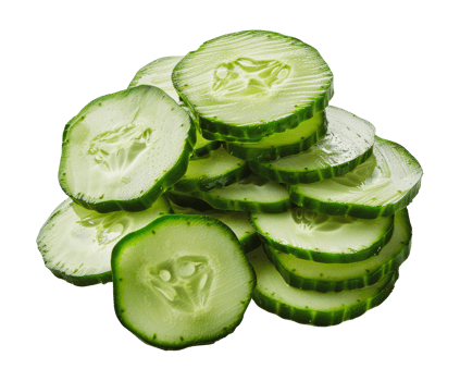 Freshly chopped cucumber slices, cut out - stock png. png