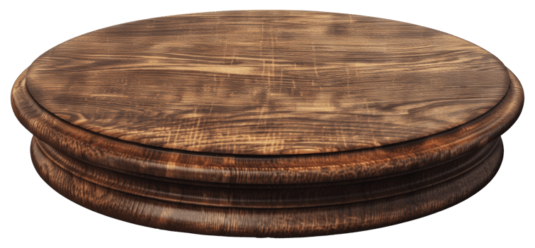 Wooden platform base for trophy display, cut out - stock png. png