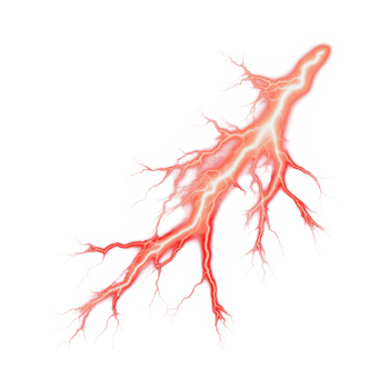 Red lightning bolt, cut out - stock png. png