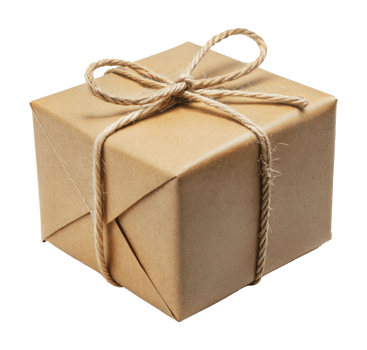 A simple brown gift box wrapped with twine, cut out - stock png. png