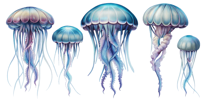 Colorful jellyfish, cut out - stock png. png