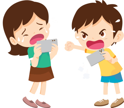 Angry boy yelling at friend after losing mobile game png