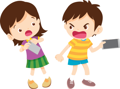 angry boy yelling at each friend while playing mobile games png