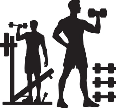 silhouette illustration of different male and female athletes which are working out vector