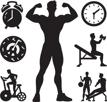 silhouette illustration of different male and female athletes which are working out vector
