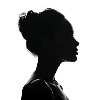 A serene silhouette of a woman's profile isolated on a transparent background png