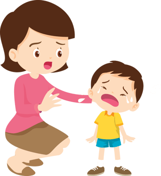mother whispers soothing words to her sad child png