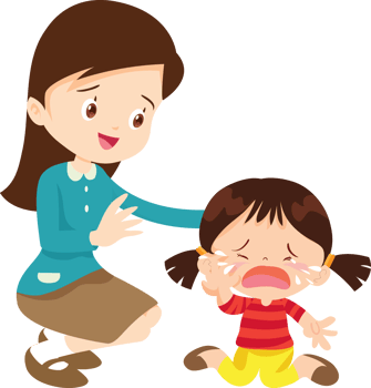 Comforting sad children with parent or teacher png