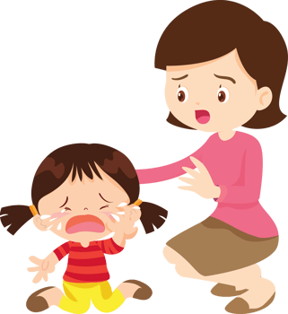 Comforting sad children with parent or teacher png