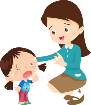 Comforting sad children with parent or teacher png