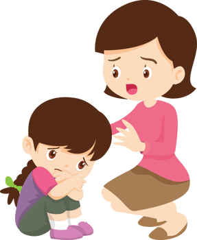 loving mother kisses her daughter forehead to comfort her png