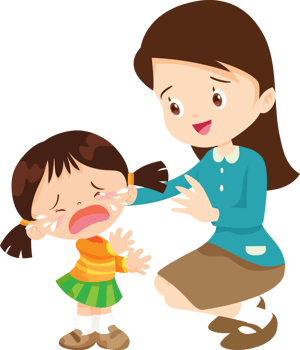 mother leans down wipe away crying daughter tears png